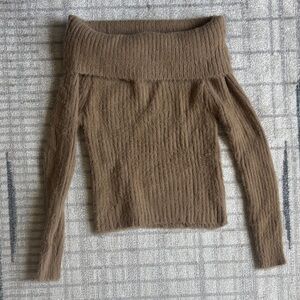 SHEIN Off-Shoulder Tan Sweater